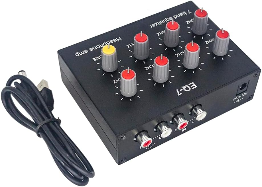 EQ-7 Audio Signal Headset Amplifier 7-Band EQ Equalizer 2 Channel Digital Sound Equalizer