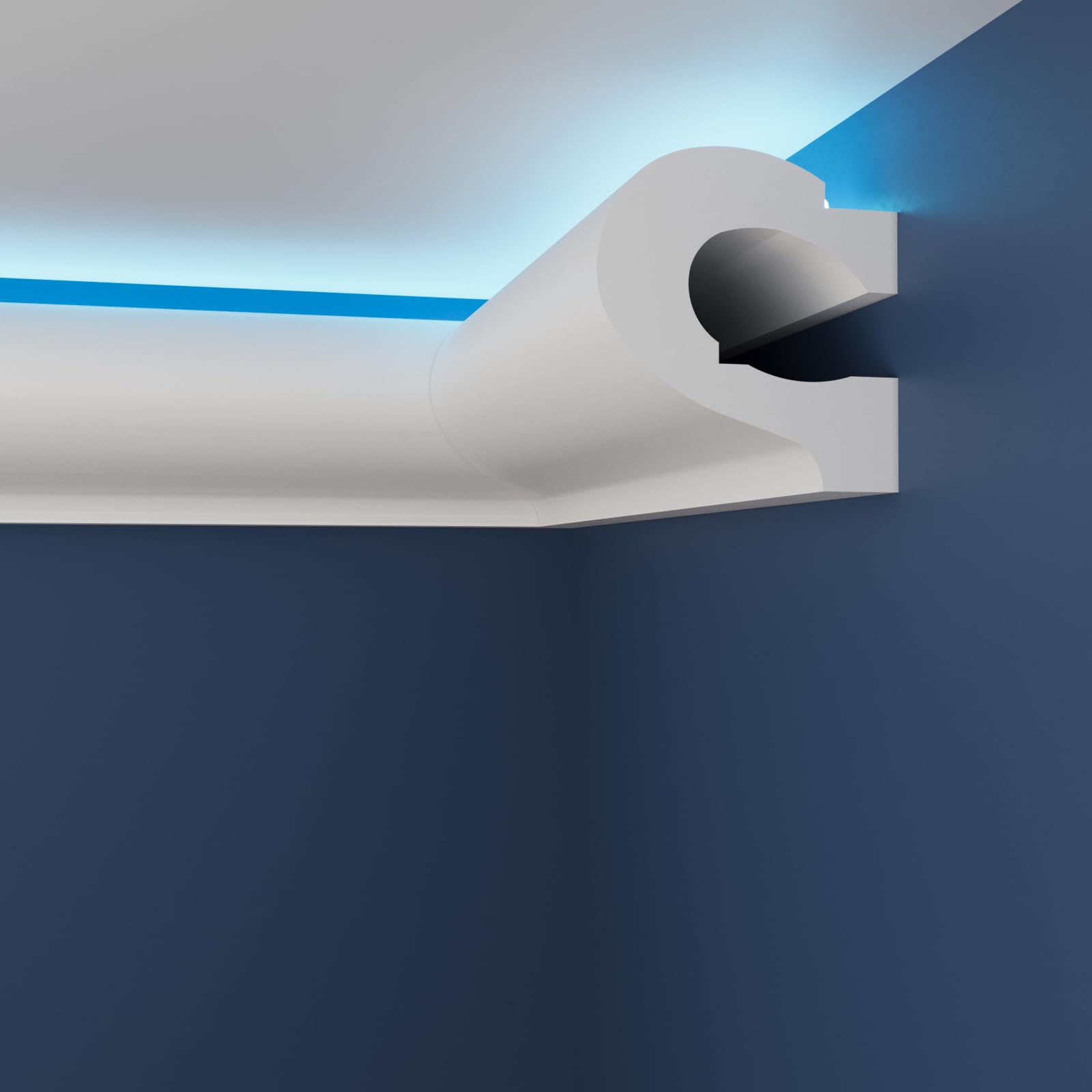 WOLDECOR Premium LED Coving Cornice – Lightweight XPS Ceiling Moulding Trim, Easy to Install Decorative Polystyrene Coving for Walls and Ceilings with LED Lighting (WLU24, External Corner 20cm)