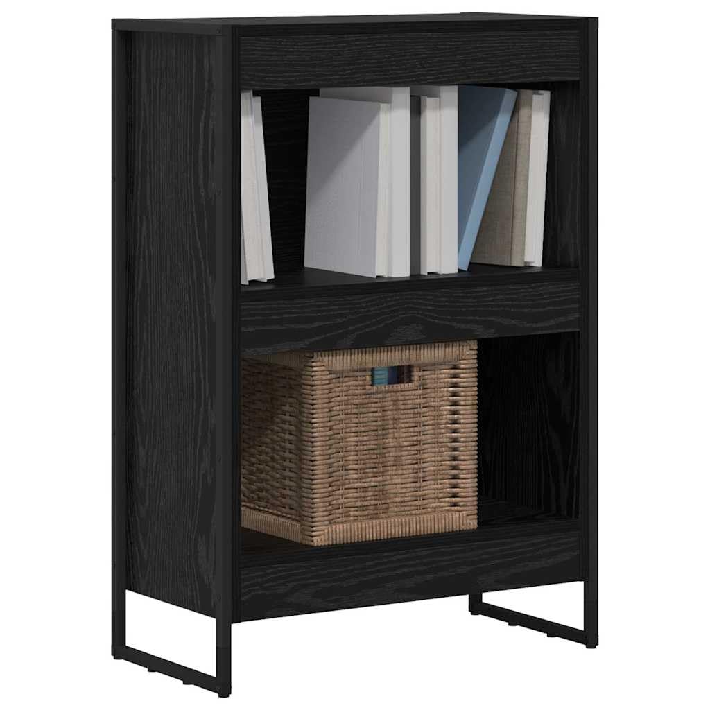 Regał na książki o wyglądzie czarnego dębu, 80 x 30 x 155 cm, materiał drewnopochodny, przemysłowy regał stojący z 3 półkami, do salonu, biura, sypialni