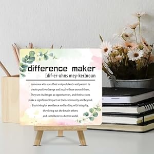 Thank You Gifts for Women Men, Difference Maker Definition Home Office Decor, Wood Plaque with Wooden Easel, Appreciation Gifts for Teacher Boss Leader Coworker - D04 Thank You Gifts for Women Men Difference Maker Definition Home Office Decor Wood Plaque with Wooden Easel Appreciation Gifts for Teacher Boss Leader Coworker D04
