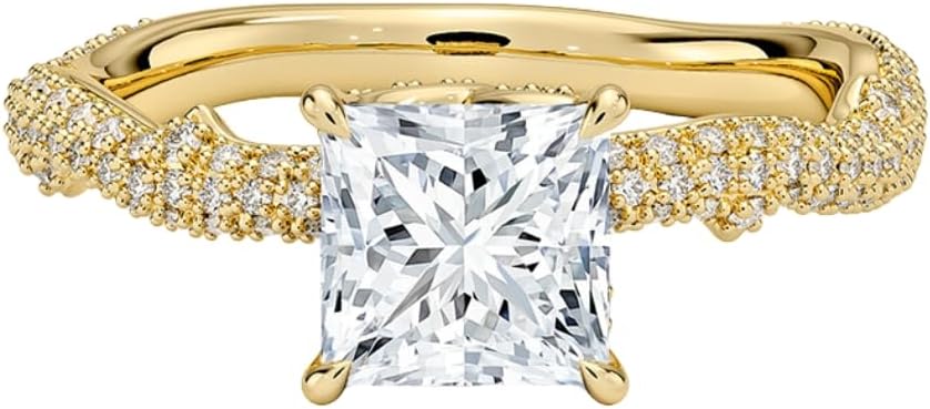 1-5 CT Princess Cut Moissanite Ring 10K 14K 18K Solid Gold & 925 Sterling Silver Rose Thorn Diamond Moissanite Engagement Ring Christmas Gift For Women