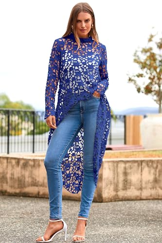 PRETTYGARDEN Women's Long Sleeve Round Neck High Low Asymmetrical Irregular Hem Casual Tops Blouse Shirt Dress4