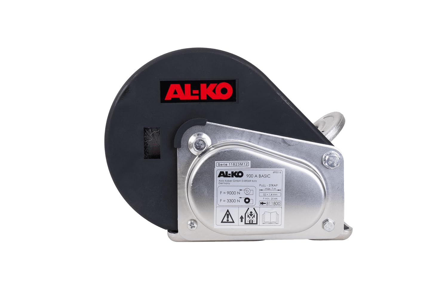 AL-KO- Seilwinde gebremst BASIC • Typ 900 A mit Abrollautomatik • mit 7m Band zum Schleppen bis 900kg | 1225303, Sperrklinkenwinde