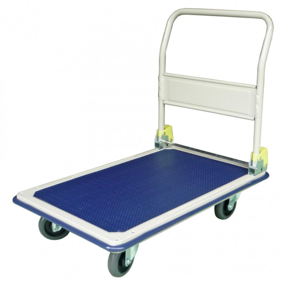 KNP Platform Trolley 300kg. The platform is double pressed metal, and the handles are thick robust tubing. This creates superior strength allowing it to keep shape.