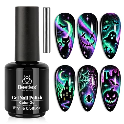 Beetles Halloween Cat Eye Gel Nail Polish, 15ML 9D Chameleon Fall Cat Eye