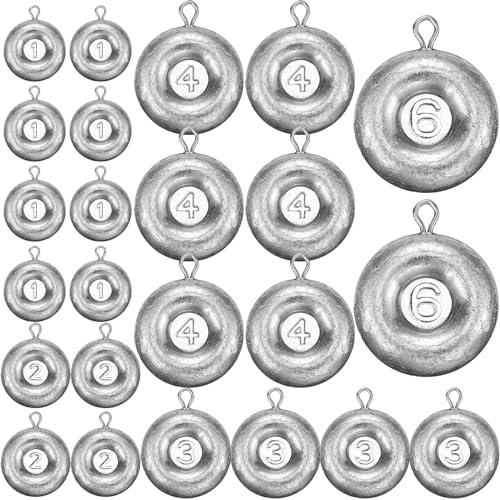 24 pcs fishing disc sinkers weights for saltwater & freshwater fishing