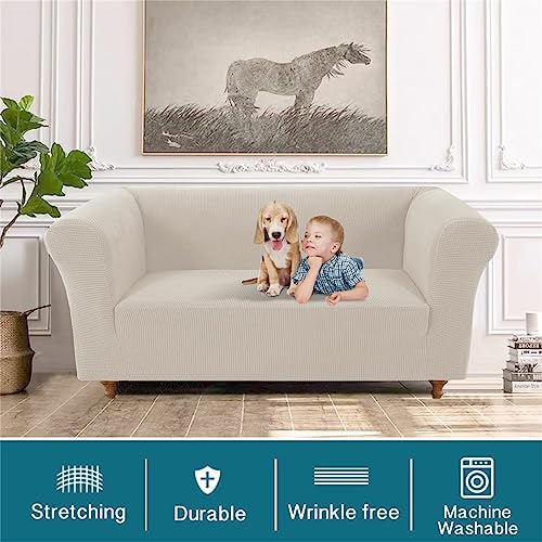 BXFUL Stretch Chesterfield Sofa Cover 1 Piece Couch Cover for Living Room Soft Non-Slip Sofa Slipcover Furniture Protector for Dogs Feature Thick Jacquard Fabric (Loveseat,Ivory) - Image 3