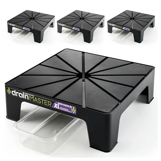 GrowPRO 3.0 Space Booster Stangen-Set (XL - 120cm) 13 DrainMaster® Blumentopf Untersetzer 38x38cm - 4er Set XL inkl. Ablaufwannen - Pflanzuntersetzer eckig Blumen Pflanzen Drainage Indoor/Outdoor - Ideales Zubehör für Growzelt - Made in Germany