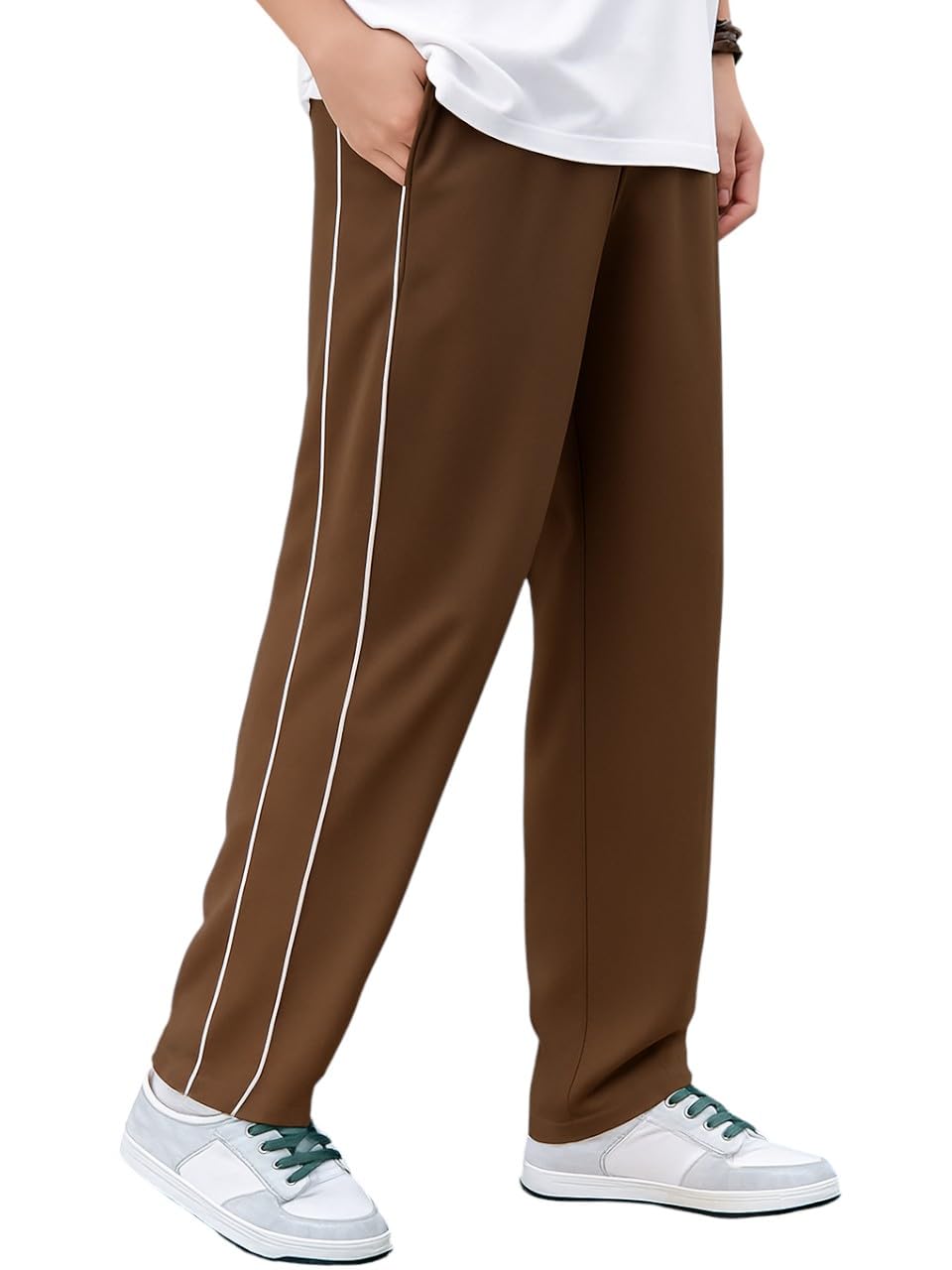 Global Desi Men's Loose Fit Track Pants | Stylish Athletic Trouser Pant for Men | Comfortable Workout Track Pants for Men in neutral
