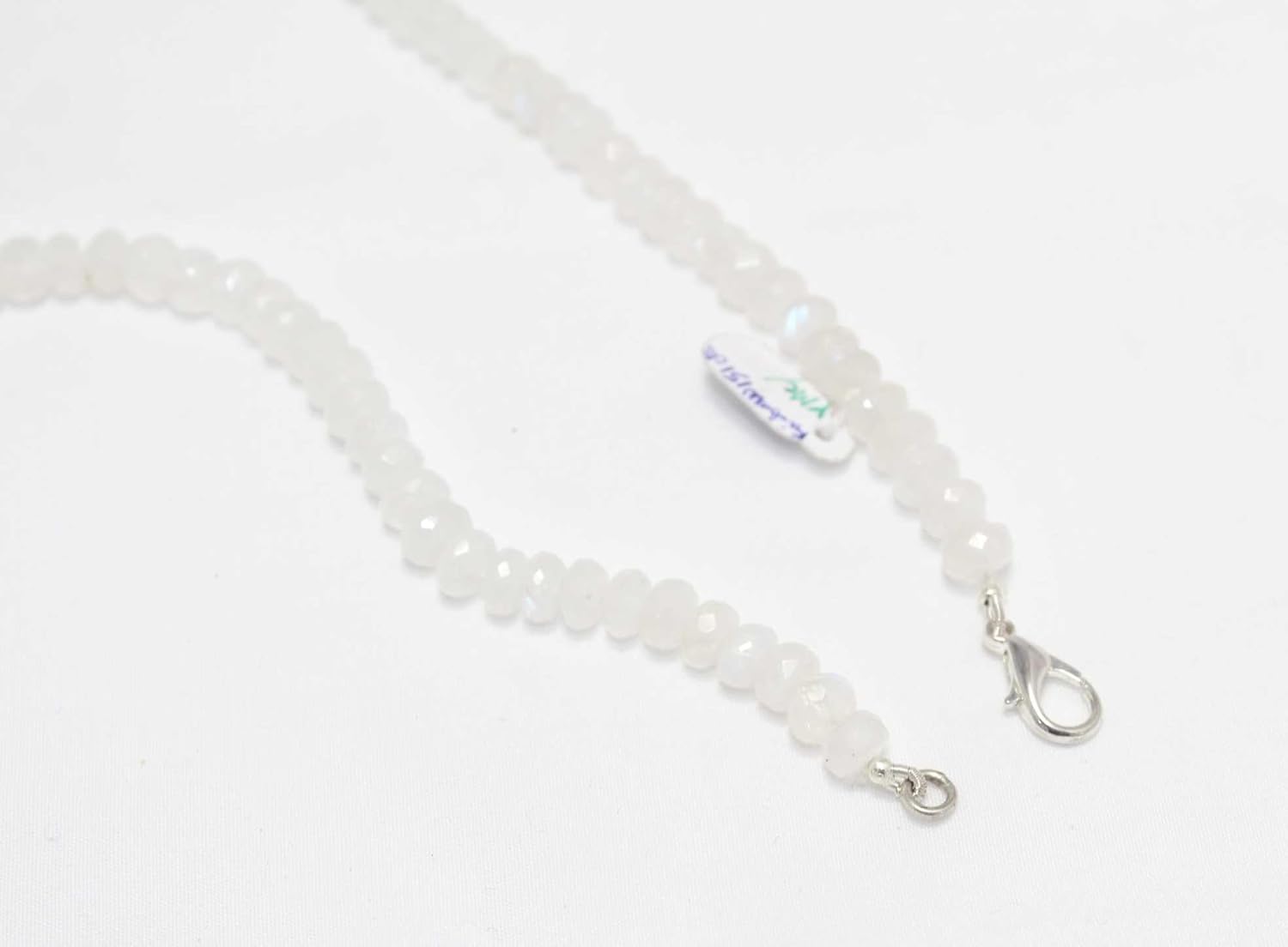 Rajasthan Gems Necklace Strand String Beaded Rainbow Moon Stone Diamond Cut Bead Women D952