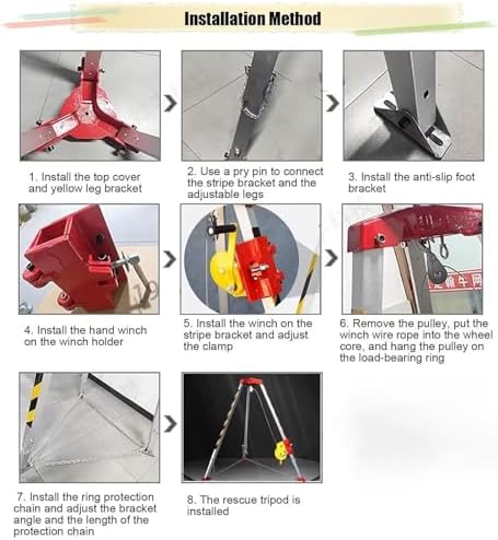 Fall Arrest Kits, Telescopic Confined Space Tripod, Fire Rescue Tripod with Protective Safety Belt, Heavy Duty Rescue Tripod for Sewage Tunnels(1200IBS