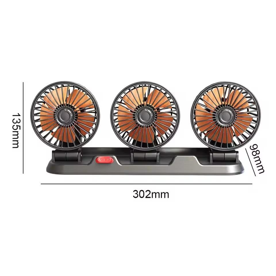 Image of AutoBizarre 12V Electric Car Cooling Fan 360 Rotatable Heads High Air Circulator Fan Manual Rotation for All Cars