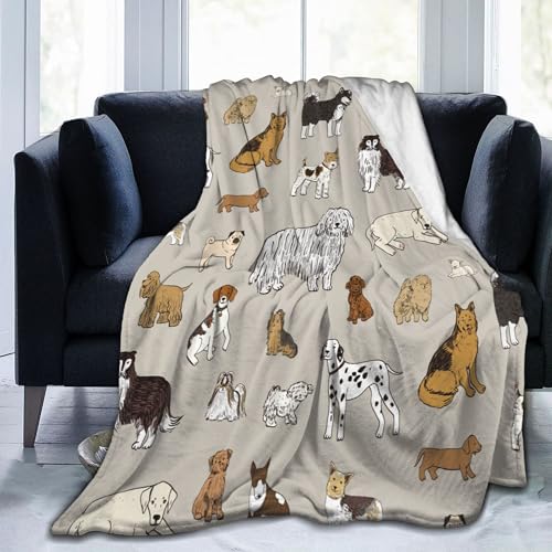 Ksajwzf Flanelldecke mit Hundemotiv, ultraweich, warm, für alle Jahreszeiten, dekorative Fleece-Decken für Reisen, Bett, Stuhl, Auto, Sofa, Couch, Schlafzimmer, 101,6 x 127,7 cm