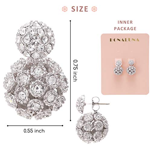 Circle Stud Front And Hollow Design Ball Back, Double Side Crystal Earrings #TOP2