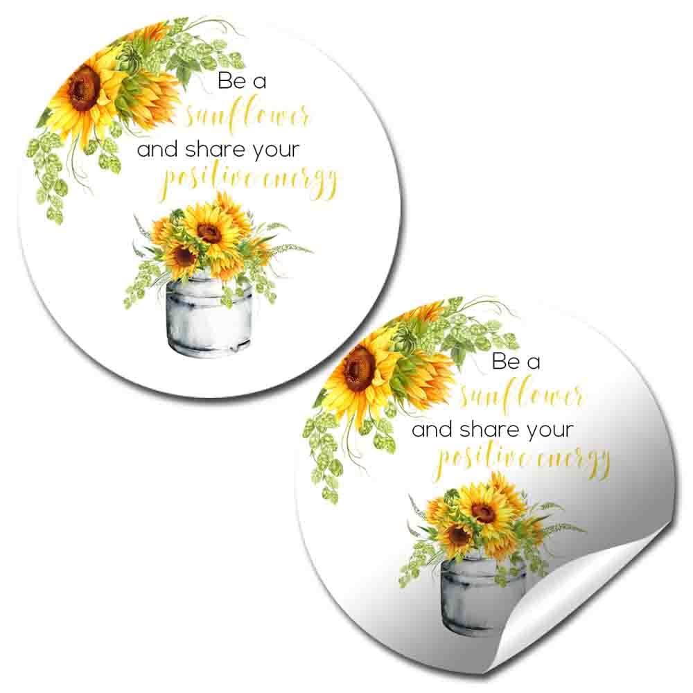 Amanda Creation Be A Sunflower Encouragement Party Favor Sticker Labels, 40 2" Party Circle Stickers by Great for Classroom Use, Thank Yous, Gifts, Encouragement and More
