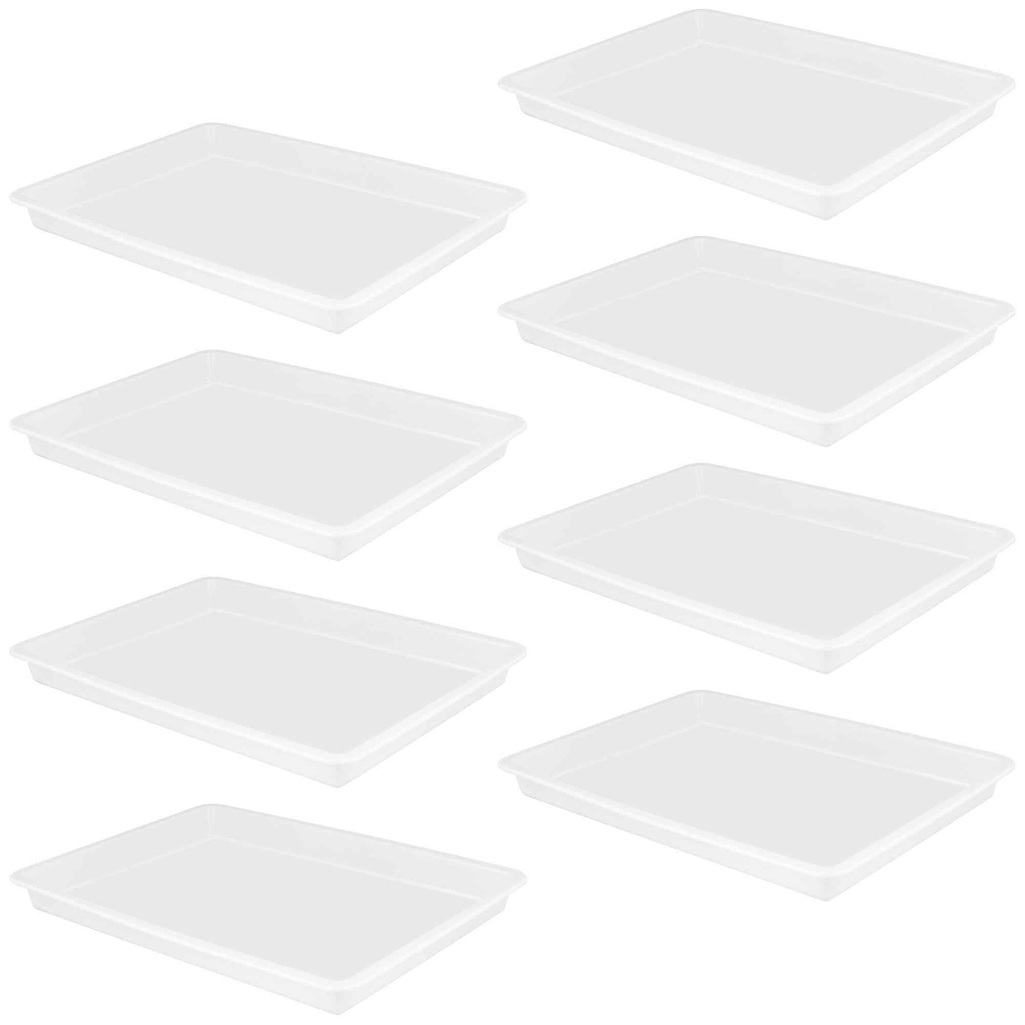 FUNSUEI 8 Pack White Plastic Activity Trays - 39.5 x 28.5 x 4 cm Large Rectangular Storage Tray for Art and Crafts Projects, Painting, Beads, Organising Supply