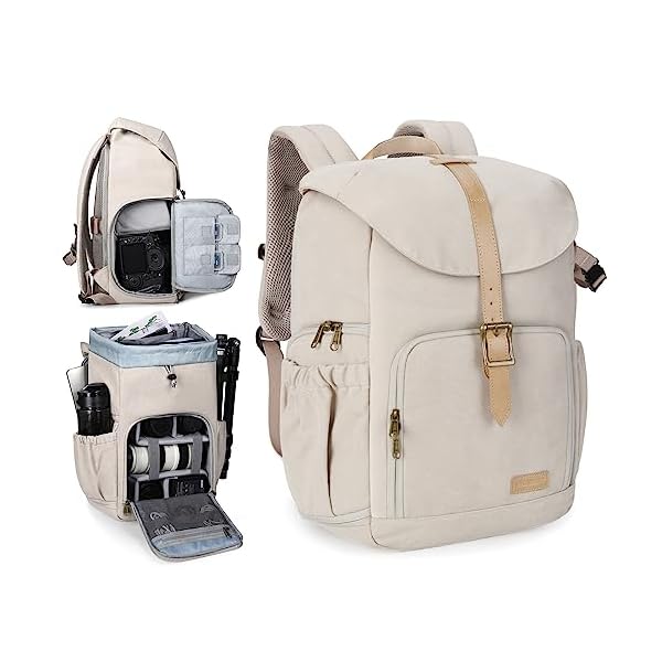 BAGSMART-Camera-Backpack-DSLR-Camera-Bag-Backpacks-for-Photographers-Waterproof-Anti-Theft-Photography-Backpack-with-15-Inch-Laptop-Compartment-Tripod-Holder-Ivory-White BAGSMART Camera Backpack, DSLR Camera Bag Backpacks for Photographers, Waterproof Anti-Theft Photography Backpack with 15 Inch Laptop Compartment & Tripod Holder, Ivory White