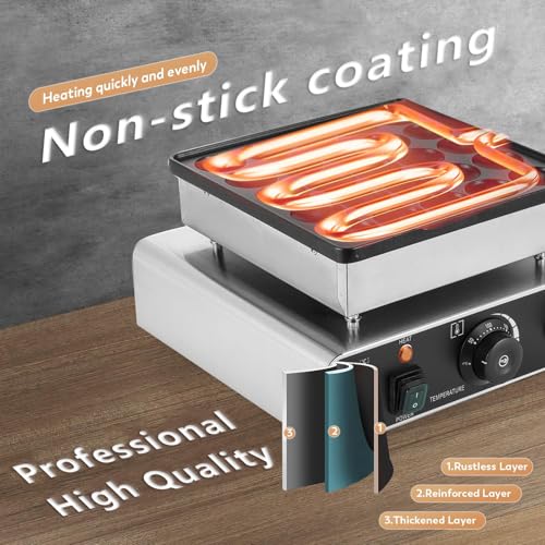 Gofrera y máquina para Hacer Tortitas eléctricas - 850 W, Acero Inoxidable, Placas antiadherentes extraíbles, Temperatura y Temporizador Ajustables.,