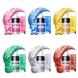 Edible Glitter - 6 Colors Luster Dust Edible, Food Grade Cake Decorating Shimmering Glitter for Drinks, Powder Glitter for Fondant, Chocolate, Candy, Cookie- 3g, Vegan