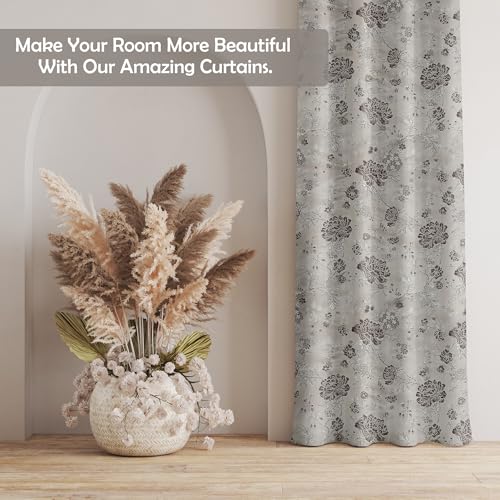 Image of FRESH FROM LOOM Floral Window Room Darkening Curtains 6 Feet Long|High Tenacity Yarn Polyester Weaved Grommet|Premium Screens for Home Office|Prada for Living Room,Dust Repellent(Coffee,6ft,1pc)