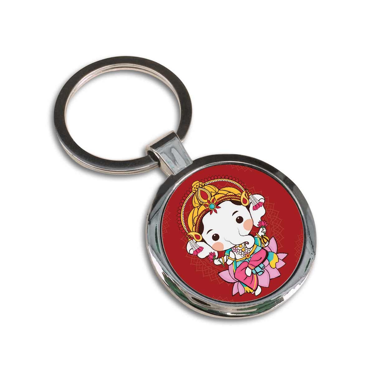 Giftcart Ganesha Round Metal Keychain Collection Multicolor