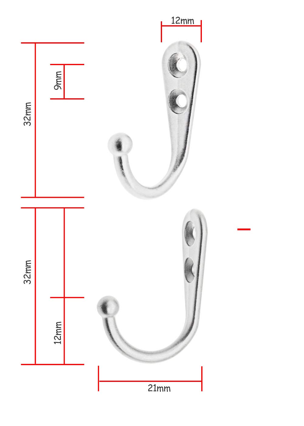 Fuxxer Unterbau-Haken 10er Set - Stabile Metall-Haken 55x42mm Silber