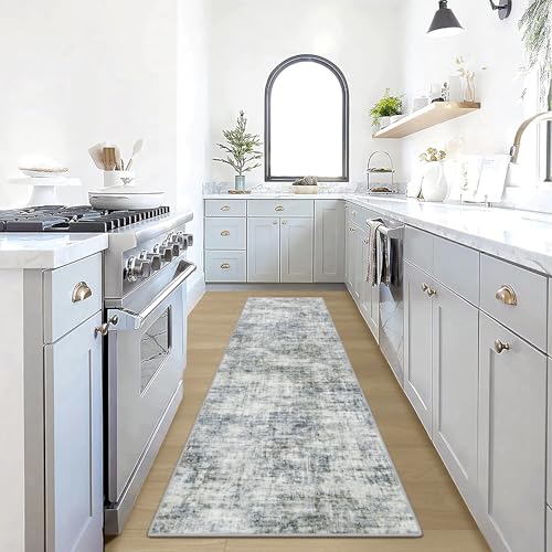 2'6''x8' Runner Rugs Washable Rug: Modern Abstract Hallway Runner Rug Indoor Soft Low Pile Thin Carpet Anti-Skid Non-Shedding Carpets for Kitchen, Entryway, Laundry, Bedroom - Blue Multi