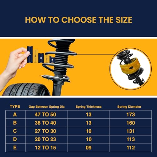 Image of Car Coil Spring Buffer For All Cars Heavy Duty Material Kit Increasing Car Height, Suspension Accessories | Car Buffer | Shock Absorber And Stabilizer (Yellow, Series A)