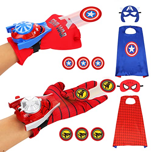 Children's superhero cape, mask + launcher, superhero mask and cape, suitable for role-playing, birthday gifts for boys, superhero party