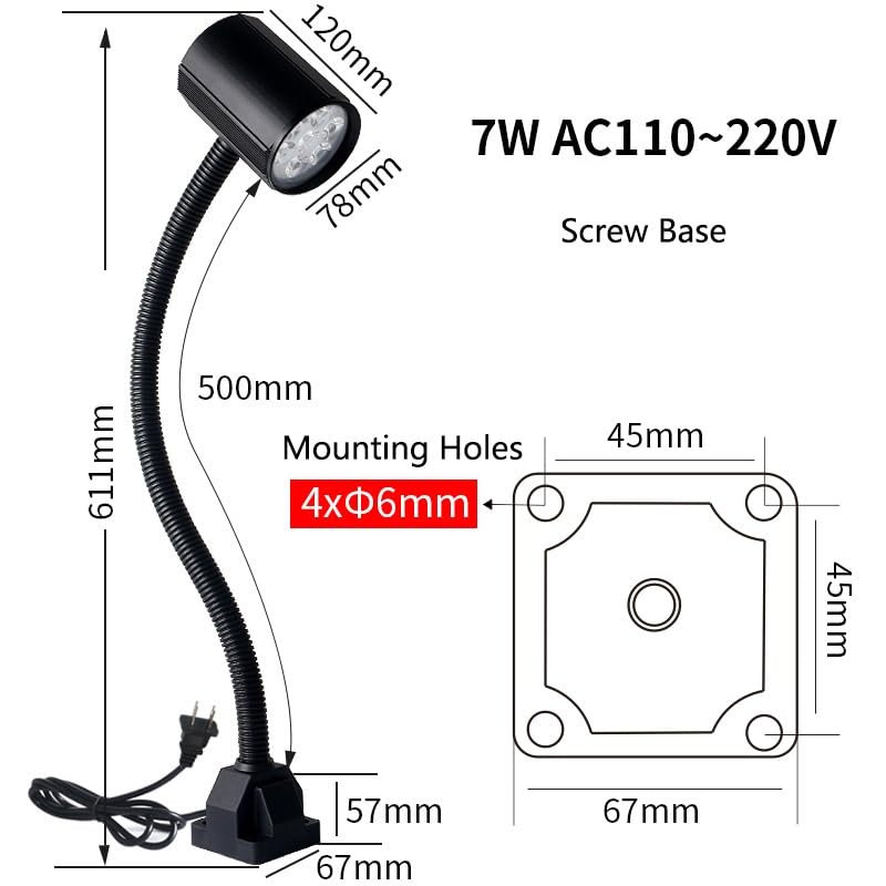 Magnetyczne światło robocze, światło maszyny do szycia, LED obrabiarka światło robocze, 24 V-36 V, 110 V-220 V przełącza silną magnetyczną podstawę, lampka biurkowa z gęsiej szyjki (kolor: