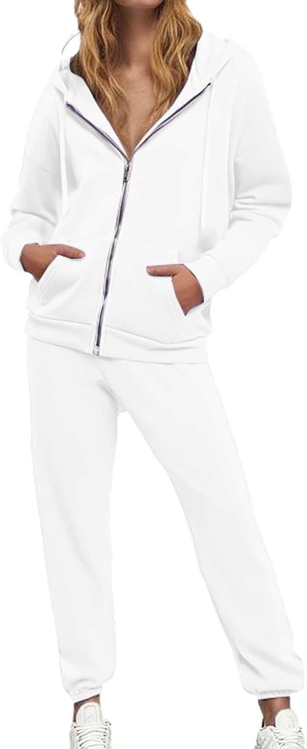 Sweatsuits for Women Zip Up Hoodies and Drawstring Sweatpants 2 Piece Set Casaul Jogging Suits Athletic Workout Gym Tracksuit
