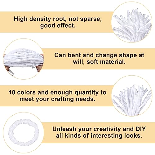 100Pcs Pipe Cleaners, 30cm White Pipecleaners for Craft Soft Fuzzy Pipe Cleaners Wire Sculpture for Craft Flowers Holloween - Image 3