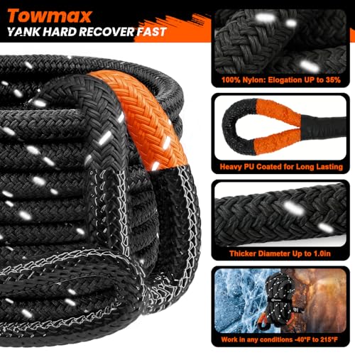 Towmax Kinetic Recovery Tow Rope, 1.26in x 30ft Offroad Snatch Strap by Towmax - Used condition - Image 2