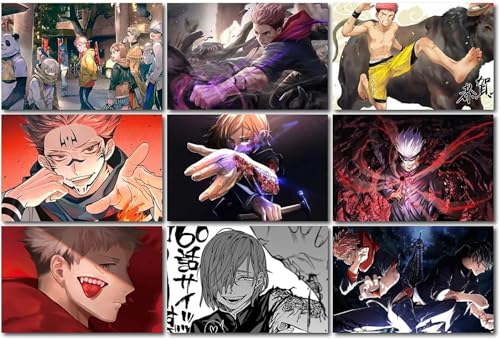 Image of ATEVON Jujutsu Kaisen Anime Wall Collage Kit - Pack of 18 Multicolor 6x4 inch Posters Featuring Yuji Itadori Megumi Fushiguro Satoru Gojo - Manga Wall Art for Bedroom Dorm Decor (300 GSM)