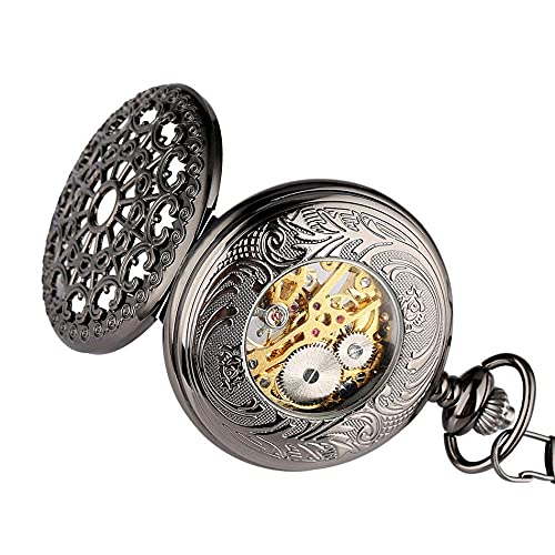 Reloj mecánico de bolsillo antiguo sin pilas con diseño de telaraña oro 4