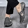 Mens Leather Driving Loafer Lightweight Slip-on Perforated Breathable Walking Boat Shoes Flat Slippers Outdoor Moccasin（Black,7/7.5 UK,41 Brand Size #5