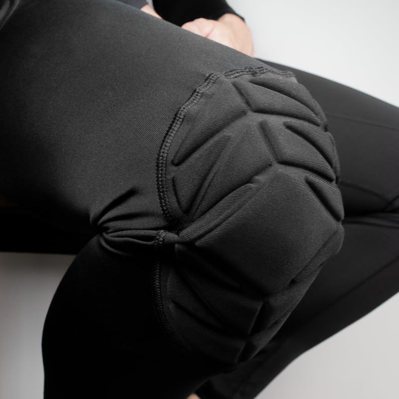 Rehab Lange Torwarthose, Unterziehhose, schwarz, gepolstert an Hüfte und Knie, Atmungsaktiv und mit elastischem Bund, Torwarttrainingshose, Größe: 164