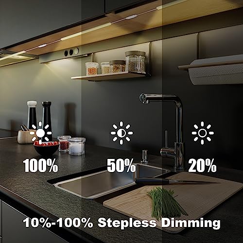 Image of 6PCS x 12 inch Under Cabinet LED Lights 4500K, Dimmable Under Counter Lights for Kitchen, Led Under Cabinet Lighting, Plug-in Under Cabinet Lights with Memory Function, Daylight White (Pack of 2)