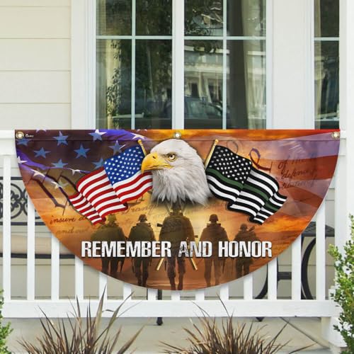 American Flag Thank You Veterans, American Eagle Memorial Day Veteran Non-Pleated Fan Flag TPT1802FL, 1.5x3 ft, 2 Pack Suitable for Outdoor and Indoor