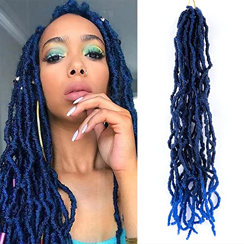 Umylar 18 Inch New Faux Locs Crochet Hair, 1 Packs Extensible Soft Locs Crochet Pre Looped Synthetic Hair Crochet Locs For Black Women (18inch(1 pack), T1B/Blue#)