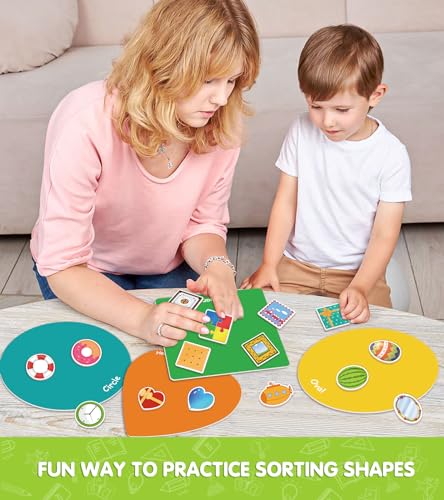 EAMAY Shape Sorter Toy for Toddler, Shape Puzzles and Matching Games Set with 8 Sorting Mats and 48 Everyday Objects Pieces - Learning Sorting Toys for Kids - Thumbnail 2