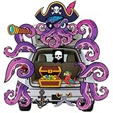 WeCraftool Pirate Trunk Or Treat Car Decorations Kit, Halloween Decorations for SUV Outdoor Indoor Octopus, Banner Archway Entryway Stickers Halloween Garage Door Décor