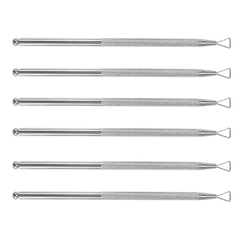 GSHLLO 6 PCS Stainless Steel Cuticle Pushers Triangle Cuticle Peeler Scraper Nail Art Gel Polish Remover Tools Manicure Pedicure Cleaner Tools for Fingernail Toenail