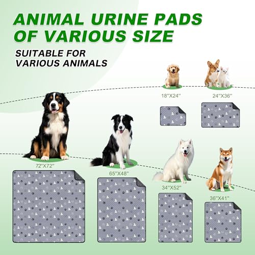 Image of WanpeeGoo Washable Pee Pads for Dogs Mat, 2 Pack Absorbent Reusable Training Dog Pads Pet Puppy Pads, Non-Slip Potty Pads for Whelping, Playpen, Crate, Bed, Grey 32 inchx52 inch