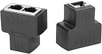 Vista 8 de 2 adaptadores de cable Ethernet, 1 a 2 RJ45 hembra LAN Ethernet Splitter Cable adaptador adaptador RJ45 acoplador RJ45 extensor Ethernet Plug & Play