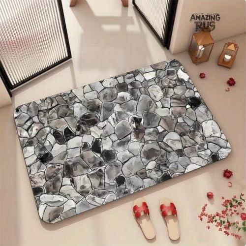 Image of MAXOSHINE PVC Bathroom Mats Anti Slip | Water Absorbent Bath Floor Mat | Quick Dry Anti Skid Bathroom Mats for Home | Door Mat for Wet Area 40x60 CM (Crushed Stone)