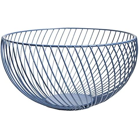 Demarkt Fruit basket, fruit bowl with stylish touch, large, multi-function fruit bowl, metal basket, table decoration (light blue) Cover