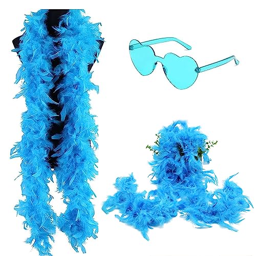 Federboa Feder 2 Meter Federboa Basteln Flauschige Truthahnfedern Boa Herz Brille Bunte Feder Boas Für Tanzen, Verkleidungen, Halloween,Weihnachten...