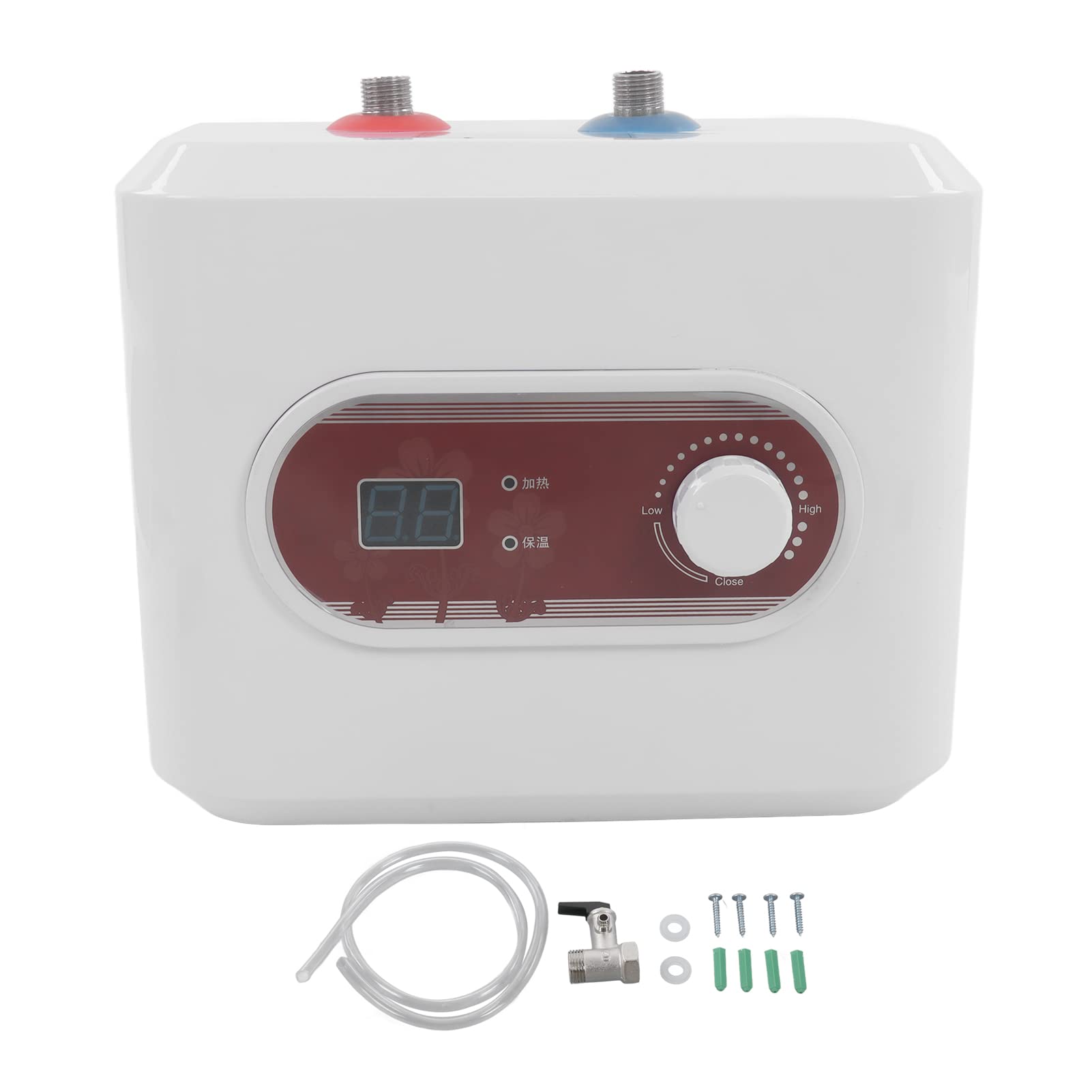 Fdit Scaldabagno Elettrico 8L, Mini Boiler con Controllo della Temperatura, | Riscaldamento in Acciaio Inox 316, Scocca ABS, 30-65℃, 0,02 MPa, Uso Domestico Compatto