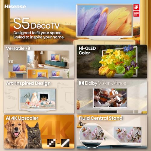 Hisense 43-Inch S5 DécoTV Series Hi-QLED 4K UHD Smart Fire TV (43S5QF, 2026 Model) – Versatile Fit, Hi‑QLED Color, Dolby Vision & Atmos, VRR Gaming, Stream Live TV Without Cable - image 4